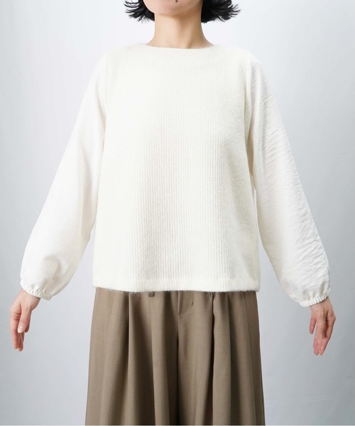 LUCA/LADY LUCK LUCA(ルカ/レディラックルカ)の「LC/LLL バックテープ付ニットソー(Tシャツ/カットソー・レディース・オフホワイト/チャコールグレー・FREE)」の15枚目の写真