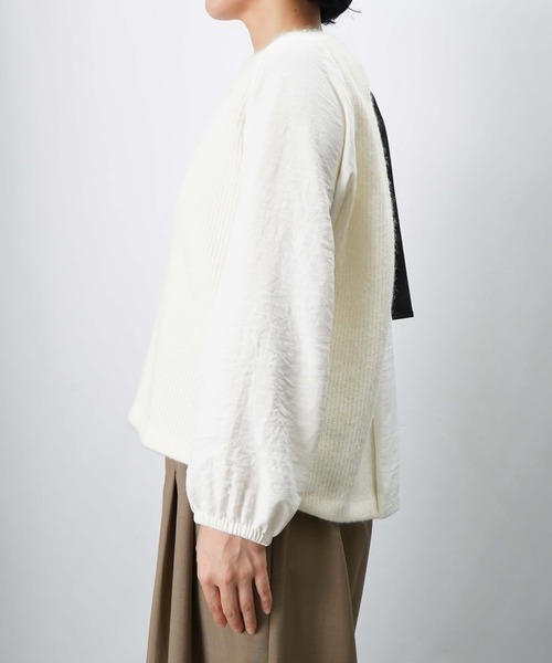 LUCA/LADY LUCK LUCA(ルカ/レディラックルカ)の「LC/LLL バックテープ付ニットソー(Tシャツ/カットソー・レディース・オフホワイト/チャコールグレー・FREE)」の16枚目の写真