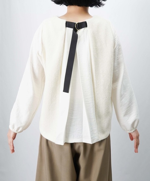 LUCA/LADY LUCK LUCA(ルカ/レディラックルカ)の「LC/LLL バックテープ付ニットソー(Tシャツ/カットソー・レディース・オフホワイト/チャコールグレー・FREE)」の17枚目の写真