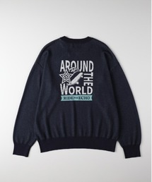 Right-on（ライトオン）の「バックロゴ ジャガード プルオーバー セーター (オーバーサイズ / ユニセックス / ストリート / 韓国風 / ルーズフィット / ドライタッチ / 通気性)（ニット/セーター）」