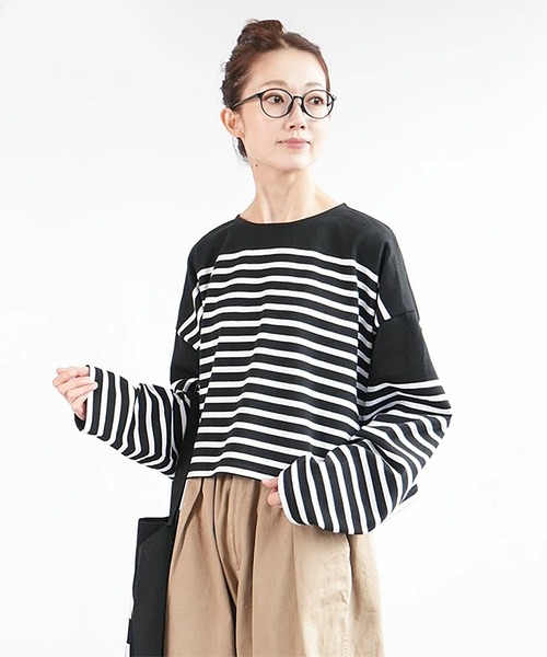 ソラモナ バスクボーダーショートプルオーバー バスクボーダーショートプルオーバー（Tシャツ/カットソー