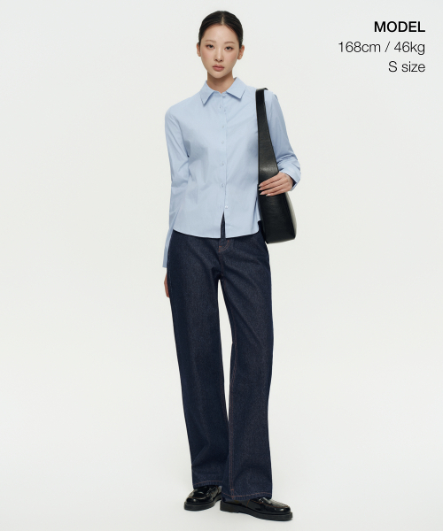 MUSINSA STANDARD WOMAN（ムシンサスタンダードウーマン）の「ウィメンズスリムフィットシャツ[スカイブルー]（シャツ/ブラウス・レディース・その他・LARGE/X-SMALL/SMALL/MEDIUM）」の20枚目の写真