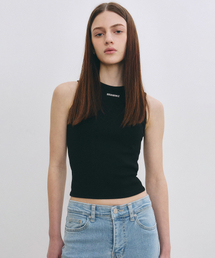 MINIMAL CROP SLEEVELESS TOP_BLACK