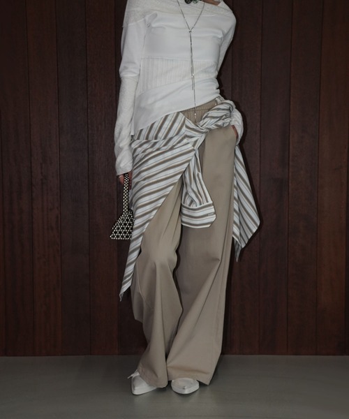 chuclla（チュクラ）の「タックボリュームイージーパンツ chw25a125（スラックス・レディース・ホワイト/ベージュ・M/S）」の6枚目の写真