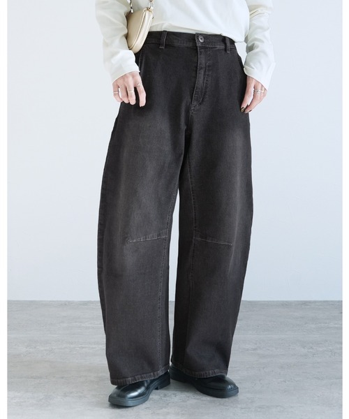 reca（レカ）の「ストレッチデニムカーブパンツ（デニムパンツ・レディース・ネイビー/ライトブルー/グレー・M/L/LL）」の2枚目の写真