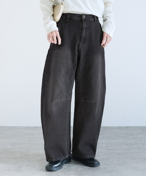 reca（レカ）の「ストレッチデニムカーブパンツ（デニムパンツ・レディース・ネイビー/ライトブルー/グレー・M/L/LL）」の4枚目の写真