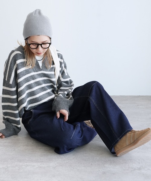 reca（レカ）の「ストレッチデニムカーブパンツ（デニムパンツ・レディース・ネイビー/ライトブルー/グレー・M/L/LL）」の19枚目の写真