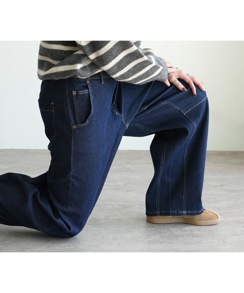 reca（レカ）の「ストレッチデニムカーブパンツ（デニムパンツ・レディース・ネイビー/ライトブルー/グレー・M/L/LL）」の17枚目の写真