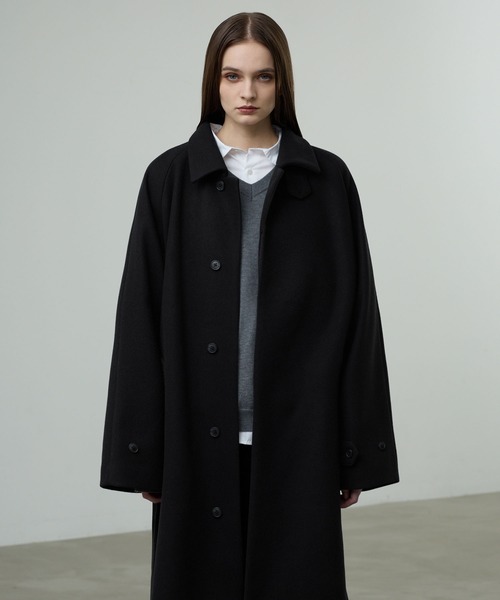 セール】【CALLNE】Knit Melton Staincollar Coat / ニットメルトン