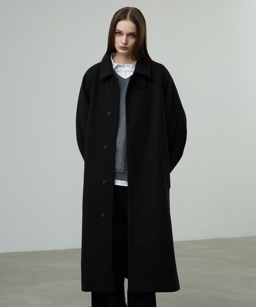 CALLNE（カルネ）の「【CALLNE】Knit Melton Staincollar Coat / ニットメルトンステンカラーコート（ステンカラーコート・メンズ・ブラック・L/M）」の6枚目の写真