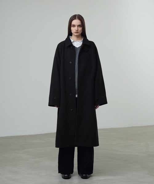 CALLNE（カルネ）の「【CALLNE】Knit Melton Staincollar Coat / ニットメルトンステンカラーコート（ステンカラーコート・メンズ・ブラック・L/M）」の7枚目の写真