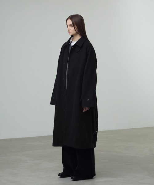 CALLNE（カルネ）の「【CALLNE】Knit Melton Staincollar Coat / ニットメルトンステンカラーコート（ステンカラーコート・メンズ・ブラック・L/M）」の8枚目の写真