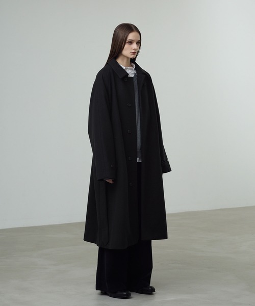 CALLNE（カルネ）の「【CALLNE】Knit Melton Staincollar Coat / ニットメルトンステンカラーコート（ステンカラーコート・メンズ・ブラック・L/M）」の11枚目の写真