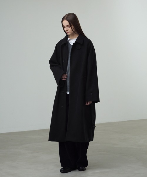 CALLNE（カルネ）の「【CALLNE】Knit Melton Staincollar Coat / ニットメルトンステンカラーコート（ステンカラーコート・メンズ・ブラック・L/M）」の12枚目の写真