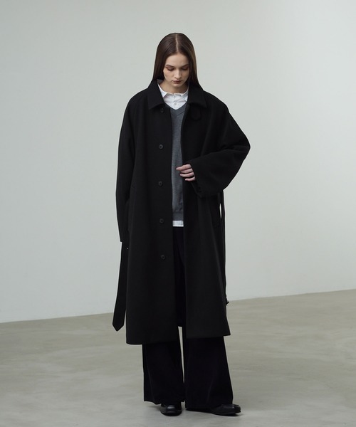 CALLNE（カルネ）の「【CALLNE】Knit Melton Staincollar Coat / ニットメルトンステンカラーコート（ステンカラーコート・メンズ・ブラック・L/M）」の13枚目の写真