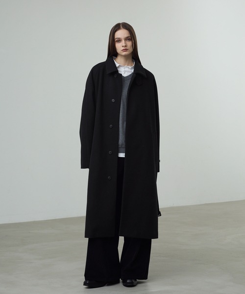 セール】【CALLNE】Knit Melton Staincollar Coat / ニットメルトン