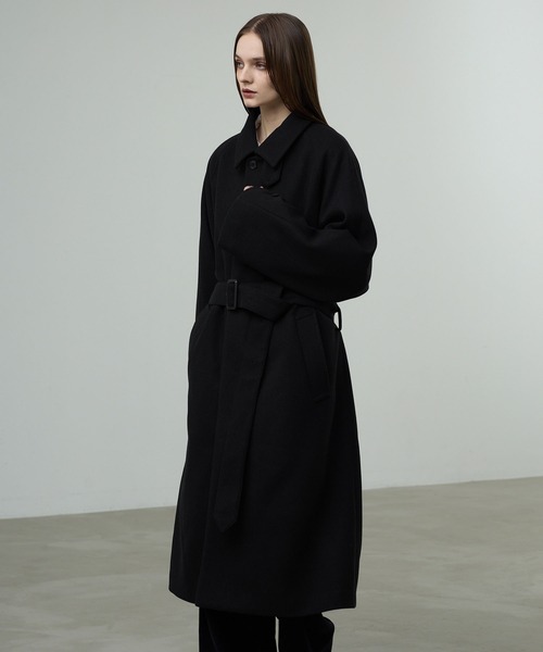 CALLNE（カルネ）の「【CALLNE】Knit Melton Staincollar Coat / ニットメルトンステンカラーコート（ステンカラーコート・メンズ・ブラック・L/M）」の16枚目の写真