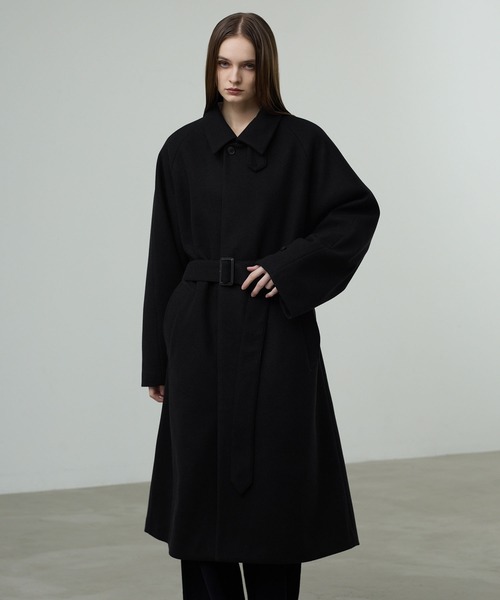 セール】【CALLNE】Knit Melton Staincollar Coat / ニットメルトン