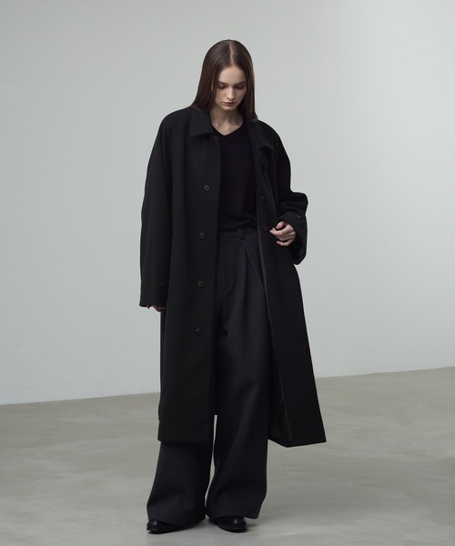 セール】【CALLNE】Knit Melton Staincollar Coat / ニットメルトン