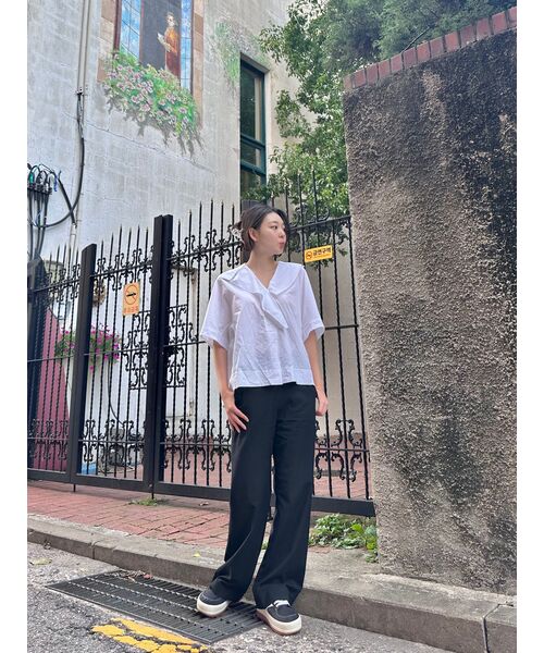 MUSINSA STANDARD WOMAN（ムシンサスタンダードウーマン）の「ウーマンズライトウェイトハイウエストワイドヒドンバンディングスラックス[ブラック]（スラックス・レディース・その他・24/25/26/27/28/29/30/31）」の10枚目の写真