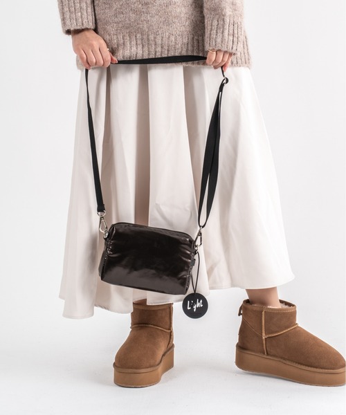 Jack Gomme(ジャックゴム)の「【JACK GOMME】ショルダーバッグ ショルダーポーチ ミニポーチ MINI Sac besace(ショルダーバッグ・レディース・モカ/シルバー/アイボリー/ブラック/ライトブルー/オリーブ/ワインレッド/インディゴブルー・FREE)」の2枚目の写真