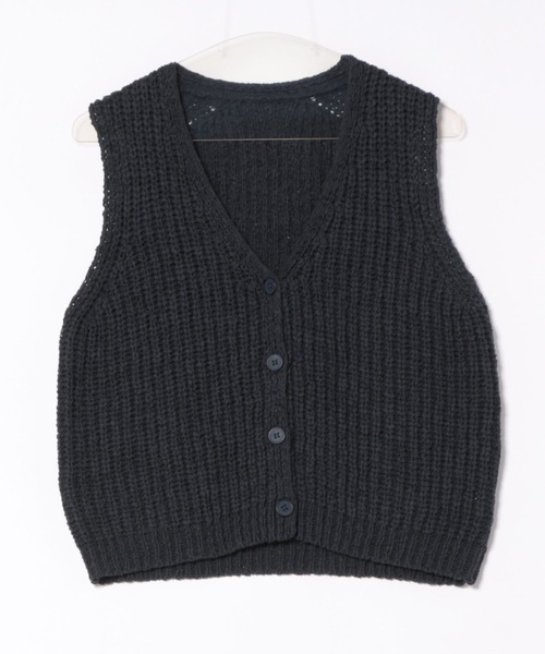 LAULEN(ローレン)の「cotton blend low gauge knit vest /コットンブレンドローゲージニットベスト(ベスト・レディース・ネイビー/グレー/アイボリー・FREE)」の3枚目の写真