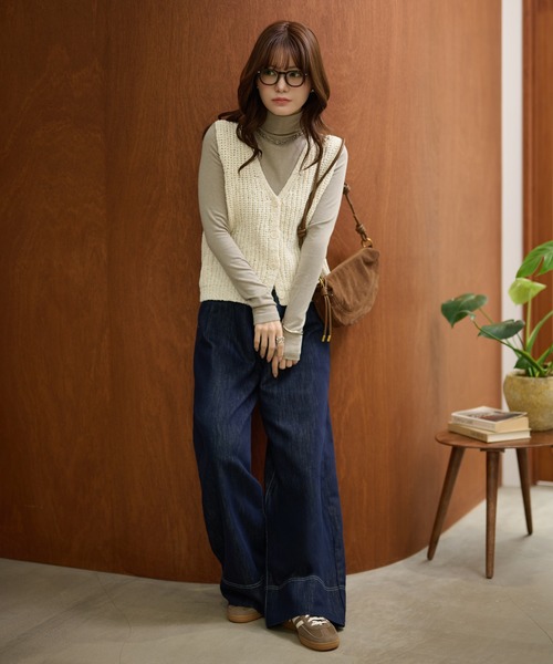 LAULEN(ローレン)の「cotton blend low gauge knit vest /コットンブレンドローゲージニットベスト(ベスト・レディース・ネイビー/グレー/アイボリー・FREE)」の21枚目の写真