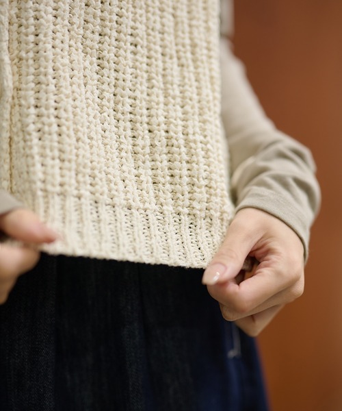 LAULEN(ローレン)の「cotton blend low gauge knit vest /コットンブレンドローゲージニットベスト(ベスト・レディース・ネイビー/グレー/アイボリー・FREE)」の14枚目の写真