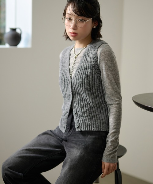 LAULEN(ローレン)の「cotton blend low gauge knit vest /コットンブレンドローゲージニットベスト(ベスト・レディース・ネイビー/グレー/アイボリー・FREE)」の18枚目の写真