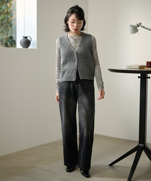 LAULEN(ローレン)の「cotton blend low gauge knit vest /コットンブレンドローゲージニットベスト(ベスト・レディース・ネイビー/グレー/アイボリー・FREE)」の11枚目の写真