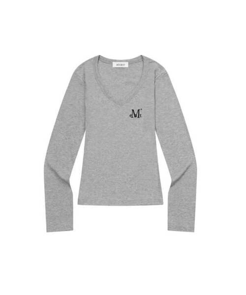 MUCENT(ムセント)の「フォンテサスリムフィットVネックリブTシャツ(5カラー)(Tシャツ/カットソー・レディース・ブラック/チャコールグレー/ホワイト/グレー/Beige・FREE)」の4枚目の写真