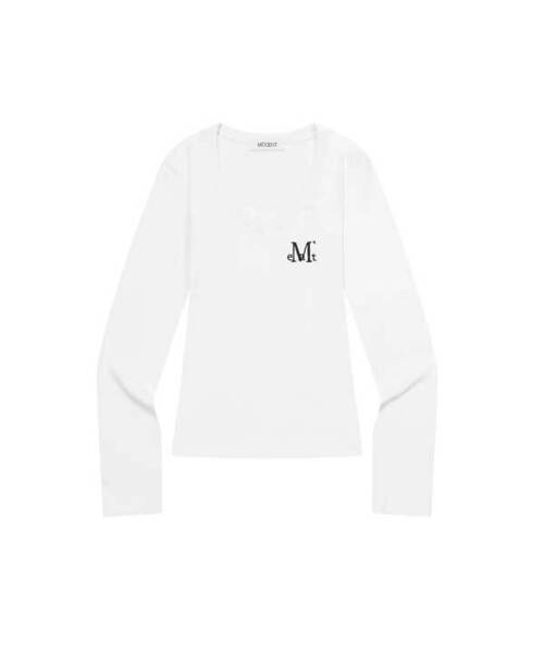 MUCENT(ムセント)の「フォンテサスリムフィットVネックリブTシャツ(5カラー)(Tシャツ/カットソー・レディース・ブラック/チャコールグレー/ホワイト/グレー/Beige・FREE)」の2枚目の写真