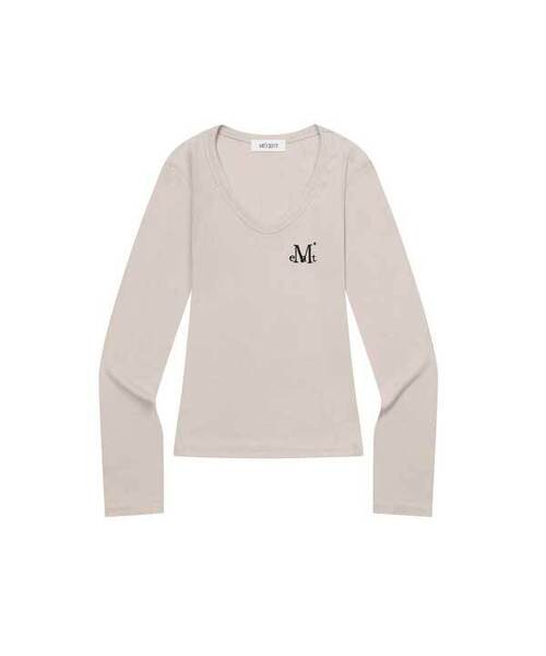 MUCENT(ムセント)の「フォンテサスリムフィットVネックリブTシャツ(5カラー)(Tシャツ/カットソー・レディース・ブラック/チャコールグレー/ホワイト/グレー/Beige・FREE)」の5枚目の写真