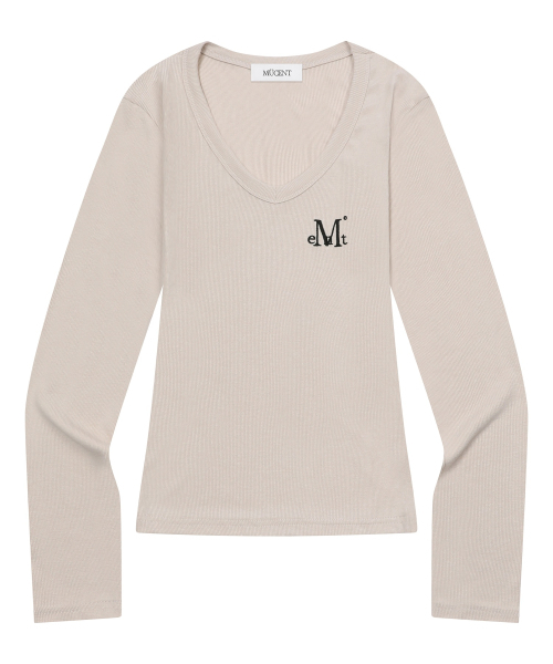 MUCENT(ムセント)の「フォンテサスリムフィットVネックリブTシャツ(5カラー)(Tシャツ/カットソー・レディース・ブラック/チャコールグレー/ホワイト/グレー/Beige・FREE)」の18枚目の写真
