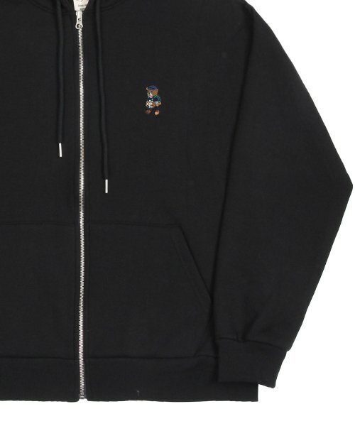 GRAVER（グレーバー）の「[UNISEX]デイジーブーケベア刺繍フードジップアップ_ブラック（パーカー・レディース・ブラック・LARGE/MEDIUM）」の5枚目の写真