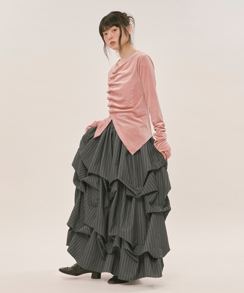 loin nuit ロワンニュイ アシンメトリータックトップス asymmetry tuck tops / アシンメトリータックトップス（Tシャツ