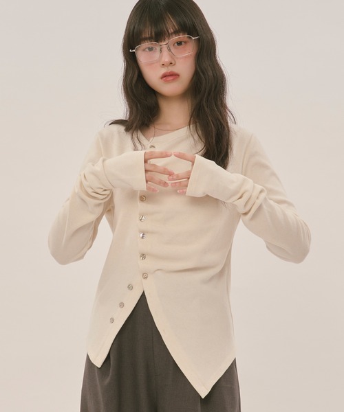 【loin nuit/ロワンニュイ】アシンメトリータックトップス asymmetry tuck tops / アシンメトリータックトップス（Tシャツ