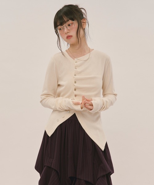 asymmetry tuck tops / アシンメトリータックトップス（Tシャツ