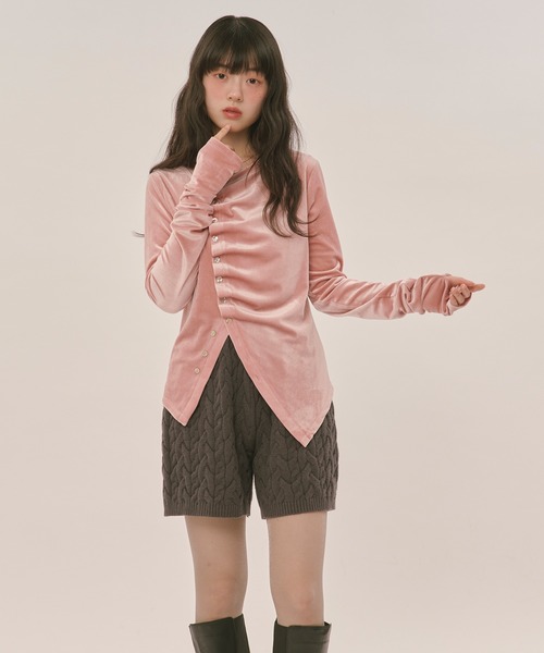 loin nuit ロワンニュイ アシンメトリータックトップス asymmetry tuck tops / アシンメトリータックトップス（Tシャツ