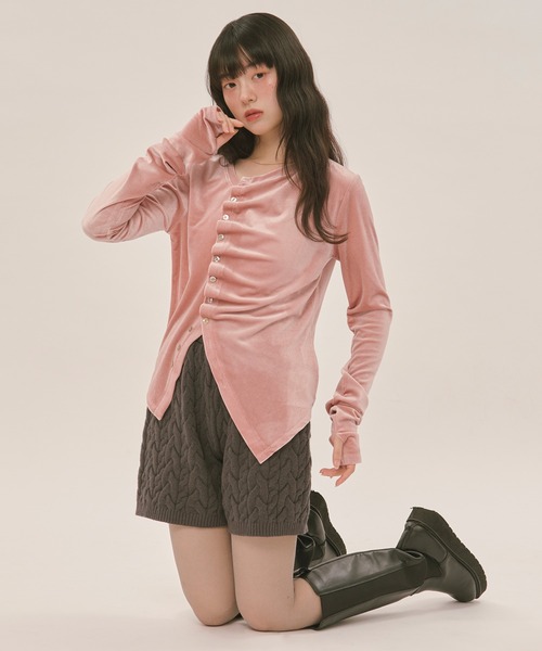 loin nuit ロワンニュイ アシンメトリータックトップス asymmetry tuck tops / アシンメトリータックトップス（Tシャツ