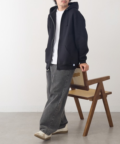 Russell Athletic（ラッセルアスレティック）の「【Russell Athletic】Dri-Power Full-Zip Hooded Sweatshirt フルジップパーカー ジップアップ 裏起毛 オーバーサイズ 697HBM UNTR（パーカー・メンズ・グレー/ブラック・XL/L/M）」の8枚目の写真