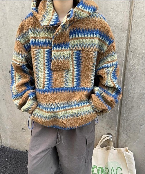 セール】ネイティブ柄ボアプルオーバー（パーカー）｜FreeZone（フリー