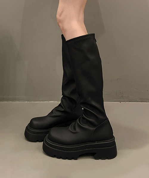 shoes365(シューズスリーシックスファイヴ)の「厚底ロングブーツ(ブーツ・レディース・チョコ/ブラック・23.0cm/23.5cm/24.0cm/24.5cm/25.0cm)」の4枚目の写真