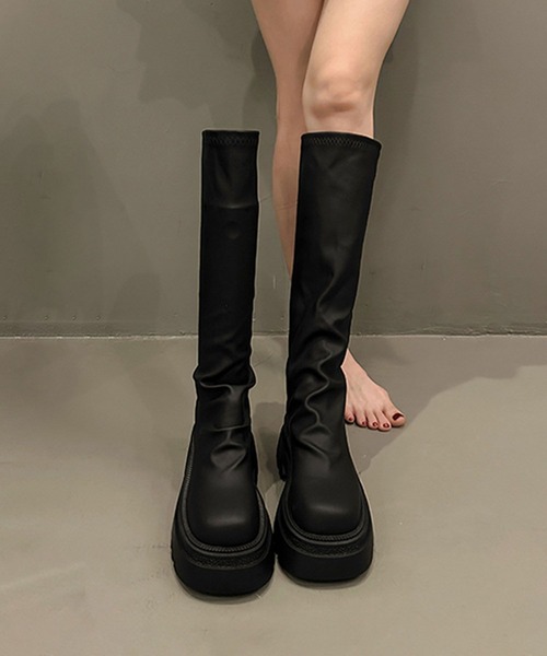 shoes365(シューズスリーシックスファイヴ)の「厚底ロングブーツ(ブーツ・レディース・チョコ/ブラック・23.0cm/23.5cm/24.0cm/24.5cm/25.0cm)」の13枚目の写真