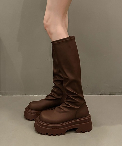 shoes365(シューズスリーシックスファイヴ)の「厚底ロングブーツ(ブーツ・レディース・チョコ/ブラック・23.0cm/23.5cm/24.0cm/24.5cm/25.0cm)」の11枚目の写真