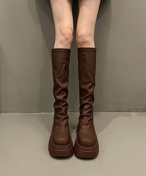 shoes365(シューズスリーシックスファイヴ)の「厚底ロングブーツ(ブーツ・レディース・チョコ/ブラック・23.0cm/23.5cm/24.0cm/24.5cm/25.0cm)」の9枚目の写真