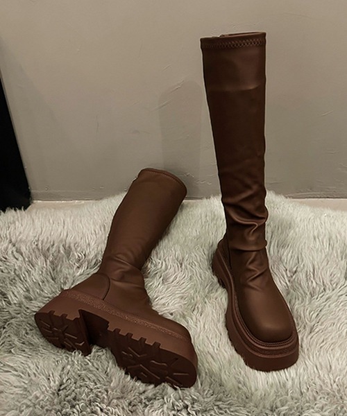 shoes365(シューズスリーシックスファイヴ)の「厚底ロングブーツ(ブーツ・レディース・チョコ/ブラック・23.0cm/23.5cm/24.0cm/24.5cm/25.0cm)」の16枚目の写真