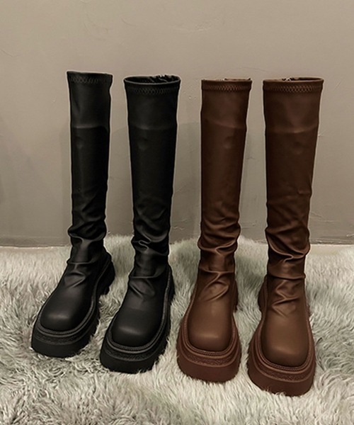 shoes365(シューズスリーシックスファイヴ)の「厚底ロングブーツ(ブーツ・レディース・チョコ/ブラック・23.0cm/23.5cm/24.0cm/24.5cm/25.0cm)」の15枚目の写真