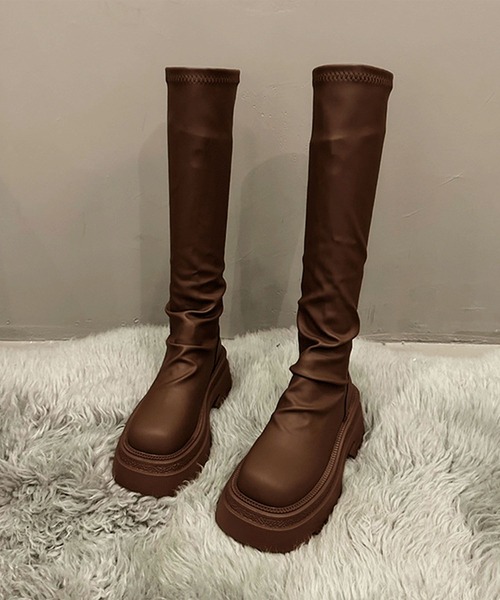 shoes365(シューズスリーシックスファイヴ)の「厚底ロングブーツ(ブーツ・レディース・チョコ/ブラック・23.0cm/23.5cm/24.0cm/24.5cm/25.0cm)」の19枚目の写真