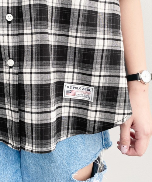 U.S. POLO ASSN.(ユーエスポロアッスン)の「moment+別注【U.S.POLO ASSN.】ワンポイント刺繍半袖チェックシャツ(シャツ/ブラウス・レディース・ネイビー/ブラック/ブラウン・L/M)」の12枚目の写真